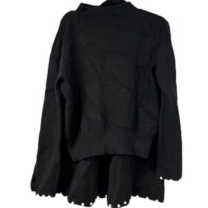 Chic Black Sweater and Skirt with Pearl Accents